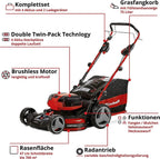 Einhell GE-CM 36/47 S HW Li Cortacésped a Batería 36 V 47 cm con Tracción, 4 Baterías 4 Ah