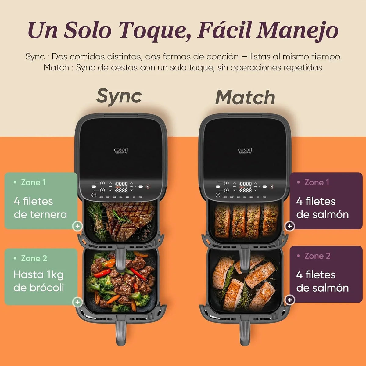 COSORI Turbo Tower Freidora de Aire 10,8 L Doble Cesta Vertical, 2630 W, 6 Funciones