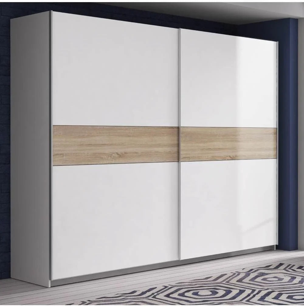 Armario Winter 270 cm con Puertas Correderas, Estilo Nórdico, Blanco 270 x 61 x 210 cm