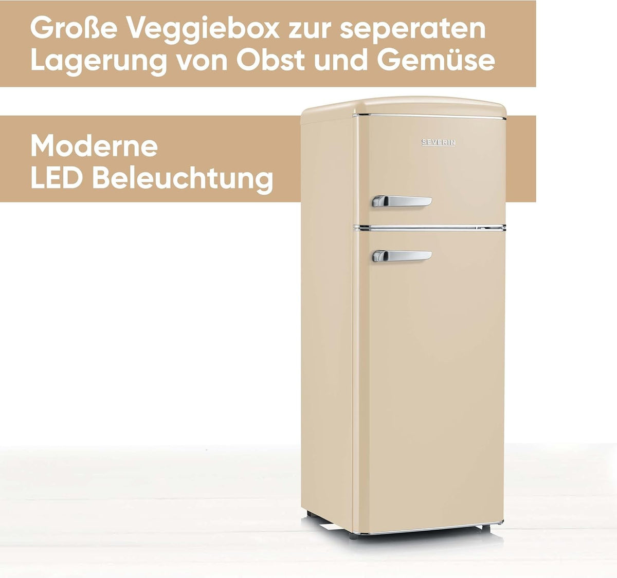 SEVERIN RKG 8933 Frigorífico Combi Retro 206 L con Congelador 4 Estrellas