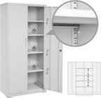 SONGMICS OMC015G01 Armario Metálico con Cerradura 5 Niveles 40 x 80 x 180 cm, Gris
