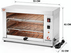 Tostador Eléctrico Industrial de Cuarzo 2 Pisos 3000 W, Acero Inoxidable, para Hostelería