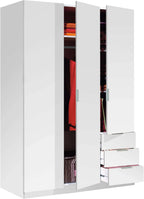 Habitdesign Armario 3 Puertas y 3 Cajones Blanco Ártico 121 x 180 x 52 cm