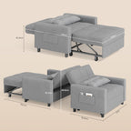 Bealife Sillón Cama Plegable con Respaldo Reclinable, Gris Claro