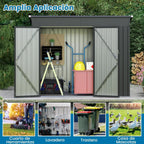 COSTWAY Caseta de Jardín Metálica 235 x 117 x 185 cm con 2 Puertas y Techo Inclinado, Gris