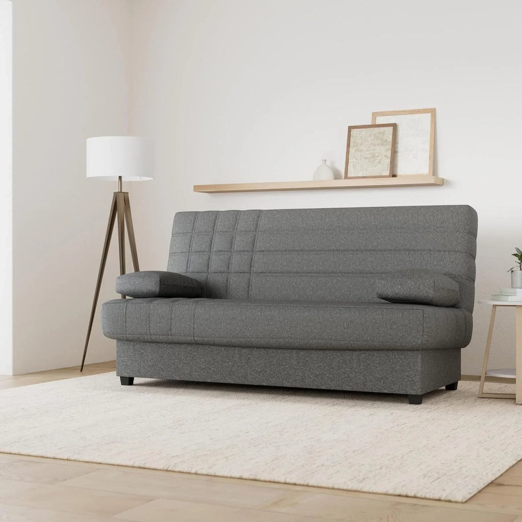 SHIITO Romeo Sofá Cama 3 Plazas Clic-Clac con Arcón y 2 Cojines, Gris Oscuro