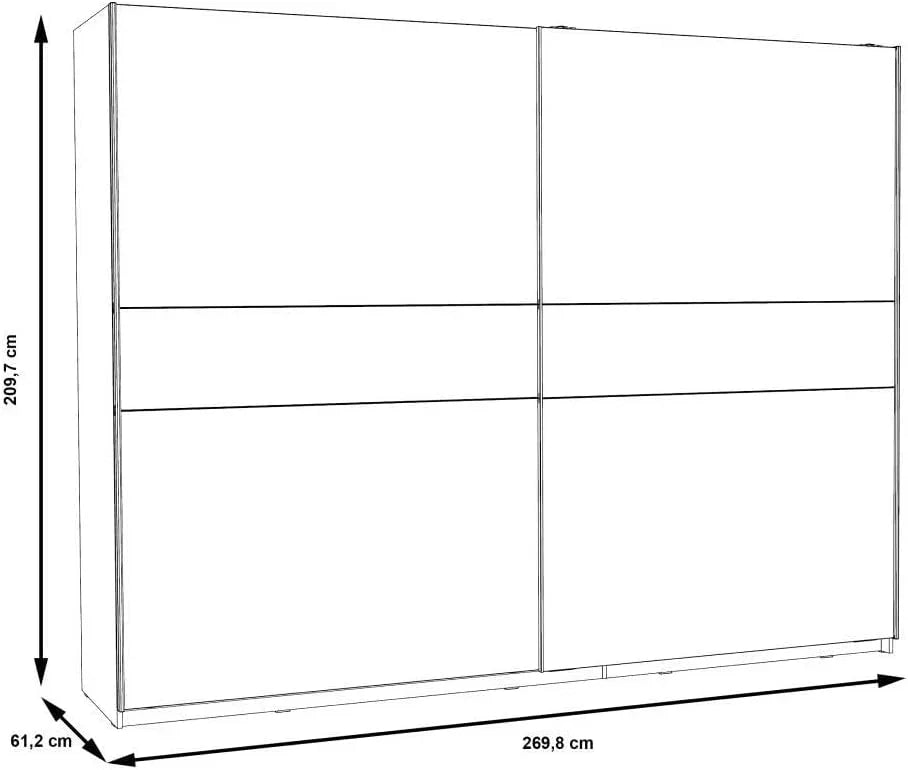 Armario Winter 270 cm con Puertas Correderas, Estilo Nórdico, Blanco 270 x 61 x 210 cm