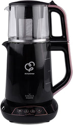 Karaca Çaysever Tetera Eléctrica Turca con Hervidor 1700 W, 1,5 L + 0,8 L, Oro Rosa