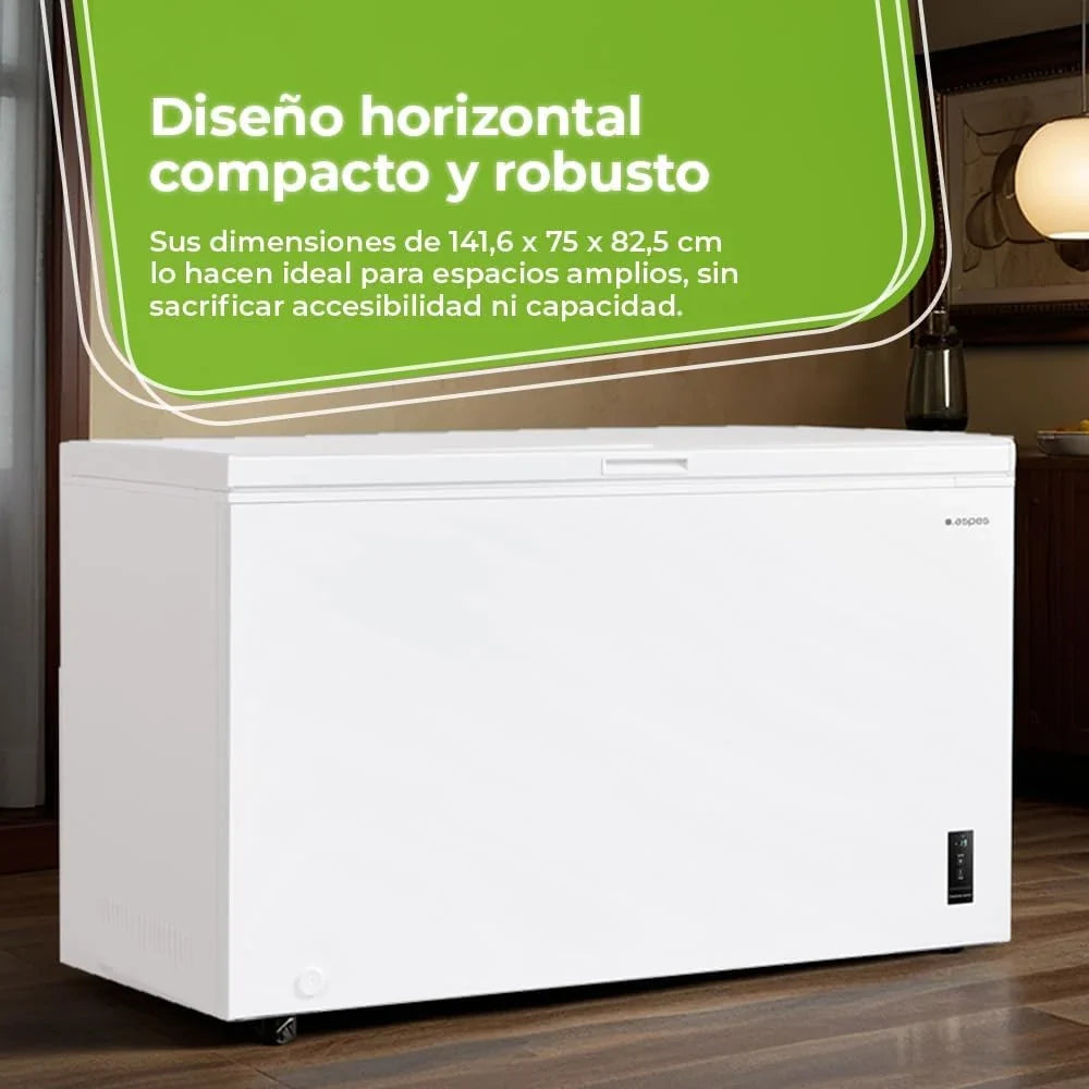 Aspes ACHH4500EDC Congelador Horizontal 418 L, Dual Cooling, Motor Inverter, 2 Cestas, Blanco