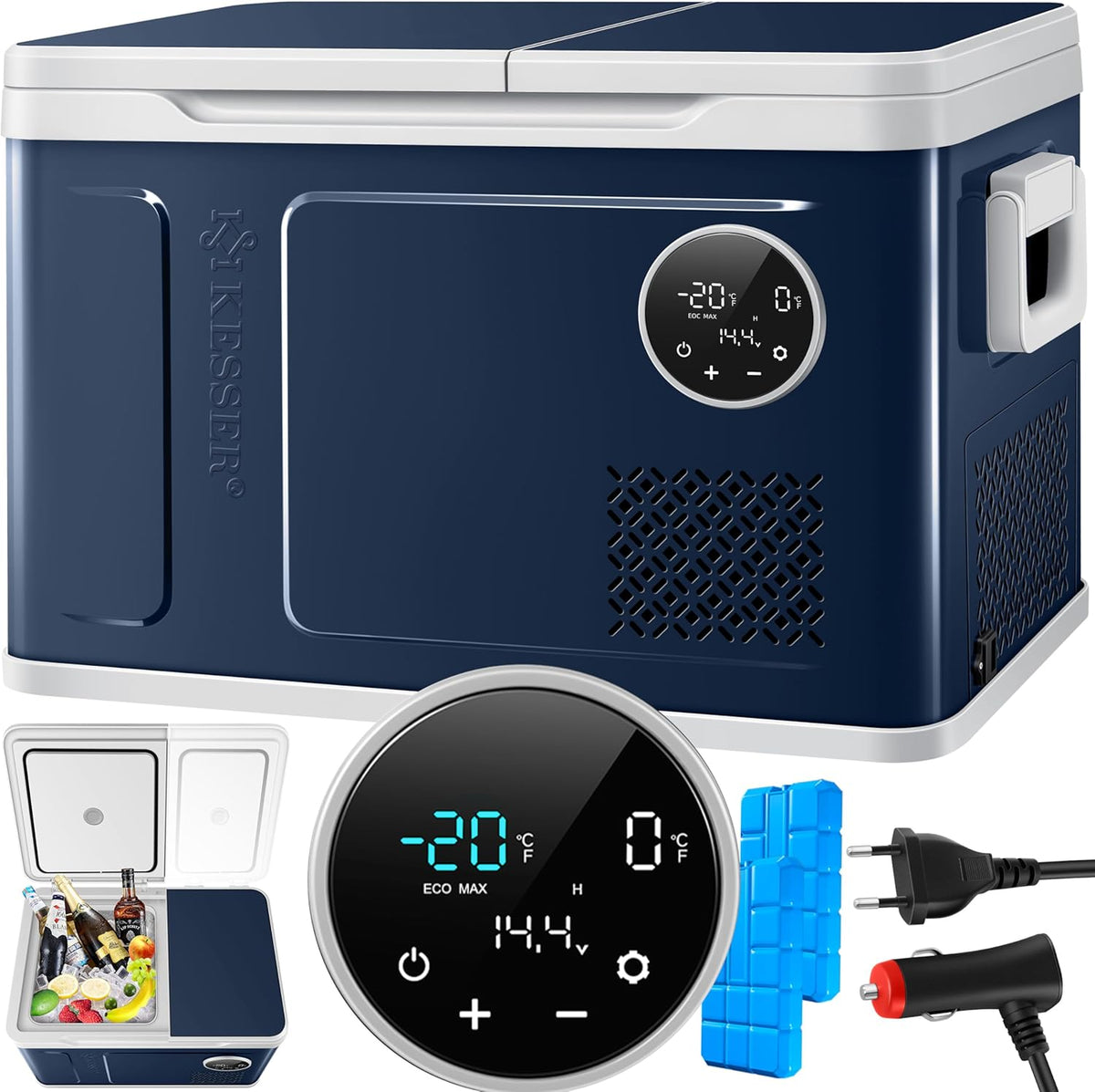 KESSER Nevera Portátil de Compresor Doble Zona hasta -20 °C con Pantalla Táctil, 12/24 V y 230 V - imagen 2
