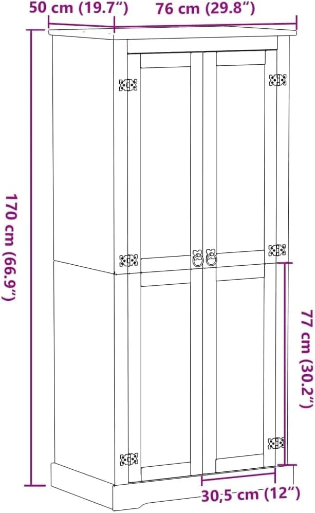 vidaXL Armario Corona de Madera Maciza de Pino 76 x 50 x 170 cm