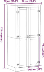 vidaXL Armario Corona de Madera Maciza de Pino 76 x 50 x 170 cm