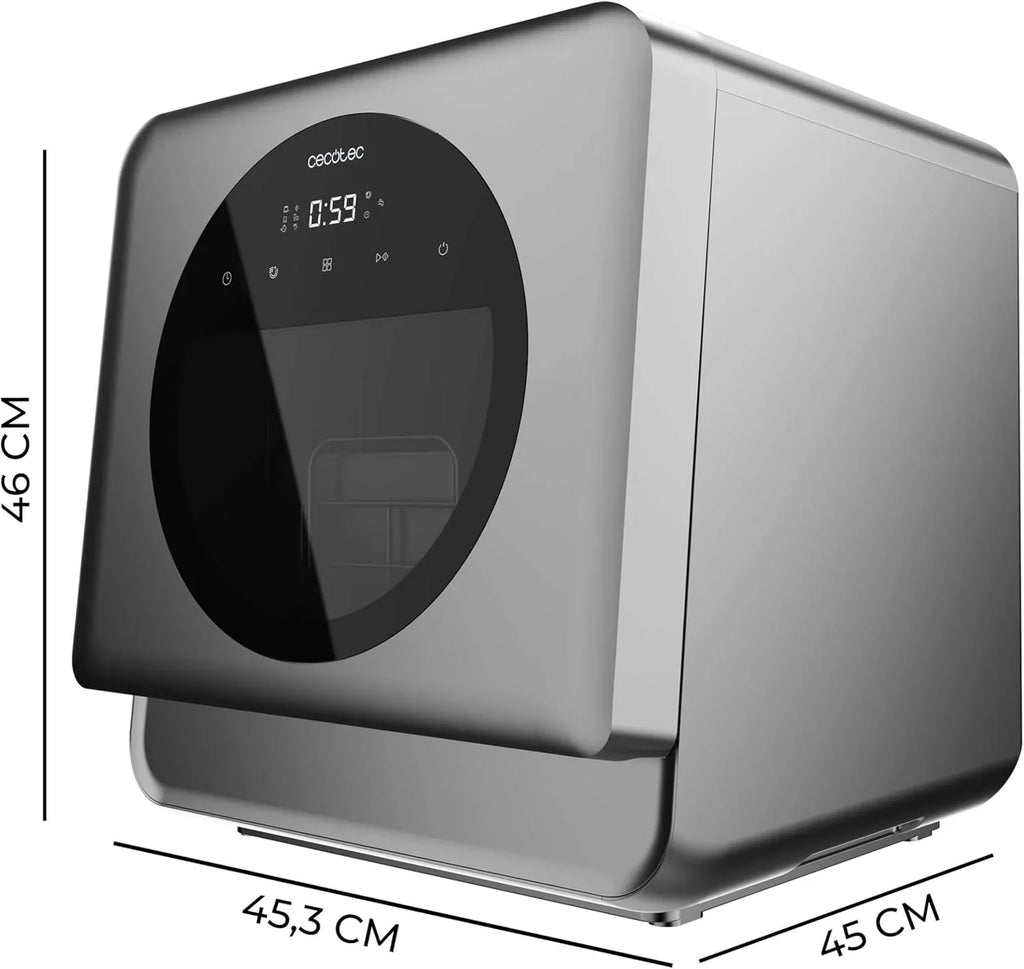 Cecotec Bolero Aguazero 1150 Dark Mini Lavavajillas de Sobremesa 3 Cubiertos, 6 Programas