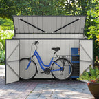 GOPLUS Caseta de Jardín de Acero Galvanizado 1,9 m³ 193 x 86 x 127 cm con Doble Puerta y Cerradura