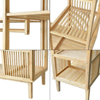 [en.casa] Armario de Bambú con 2 Puertas Correderas, 12 Estantes y Barra 185 x 140 x 45 cm Natural