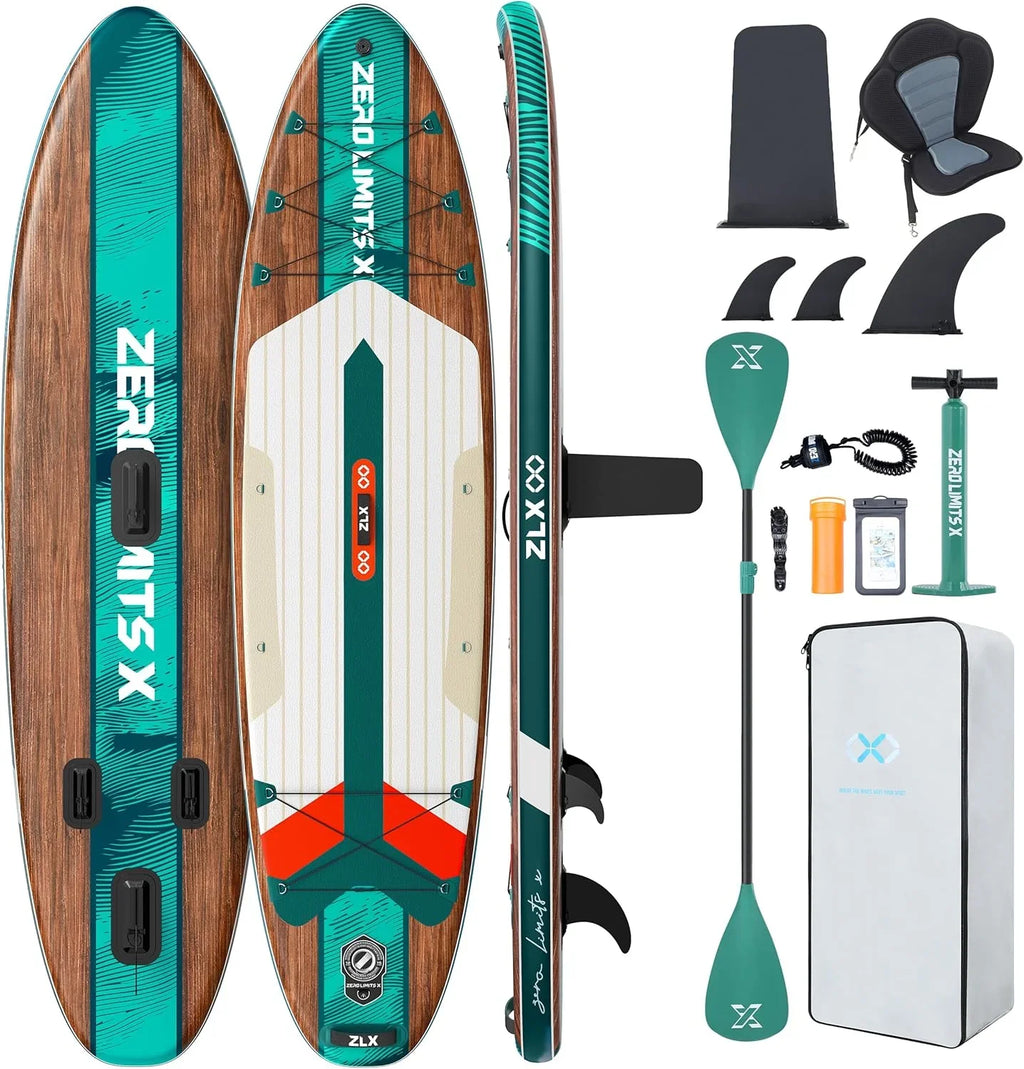 ZLX Tabla de Paddle Surf Hinchable 320 cm con Asiento de Kayak, hasta 204 kg, Antideslizante