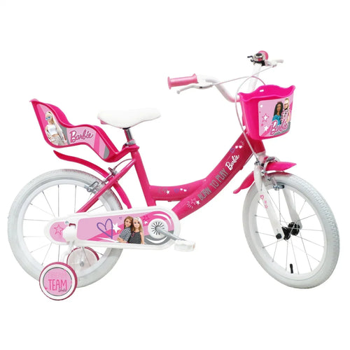 Bicicleta Infantil Barbie 16" con Porta Muñeca y Cesta, Rosa