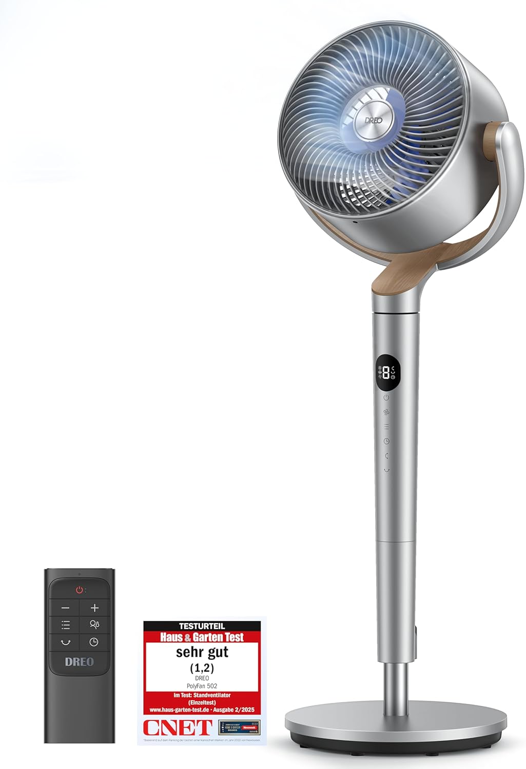 Dreo PolyFan Ventilador de Pie Silencioso 20 dB, Oscilación 120° + 120°, 1200 m³/h, 102 cm