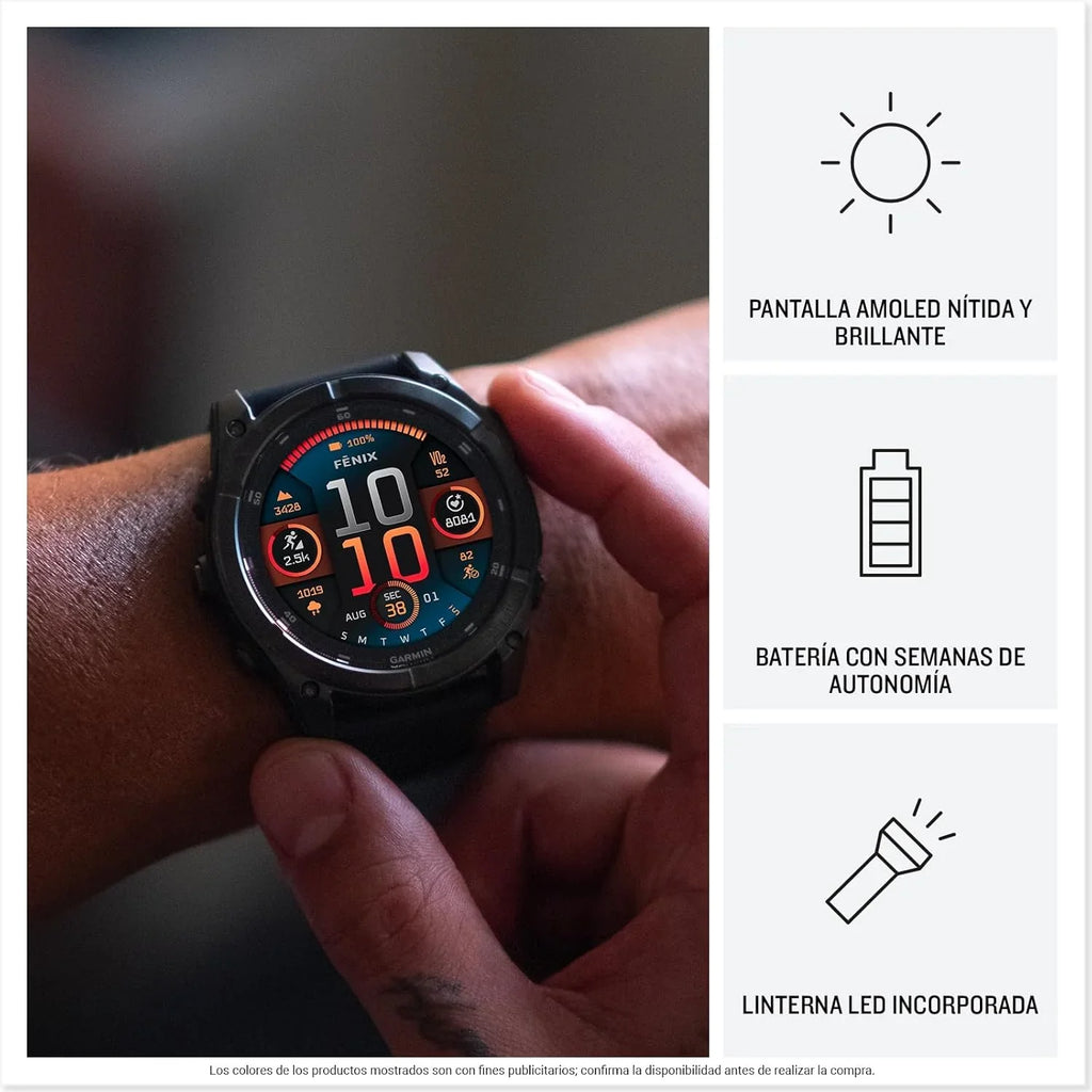 Garmin fēnix 8 51 mm Reloj GPS Multideporte AMOLED con Linterna, Mapas y hasta 29 Días de Autonomía, Negro