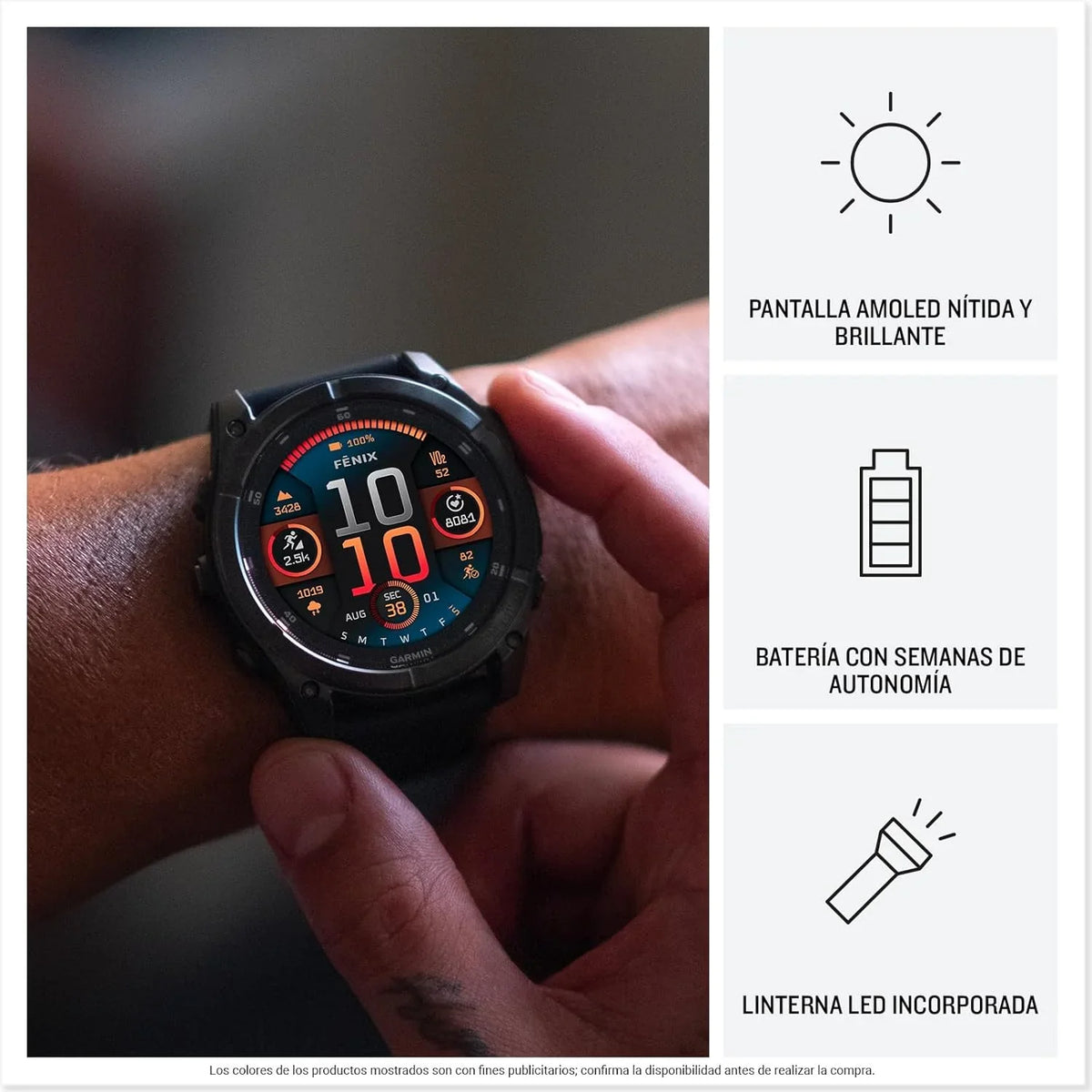 Garmin fēnix 8 51 mm Reloj GPS Multideporte AMOLED con Linterna, Mapas y hasta 29 Días de Autonomía, Negro