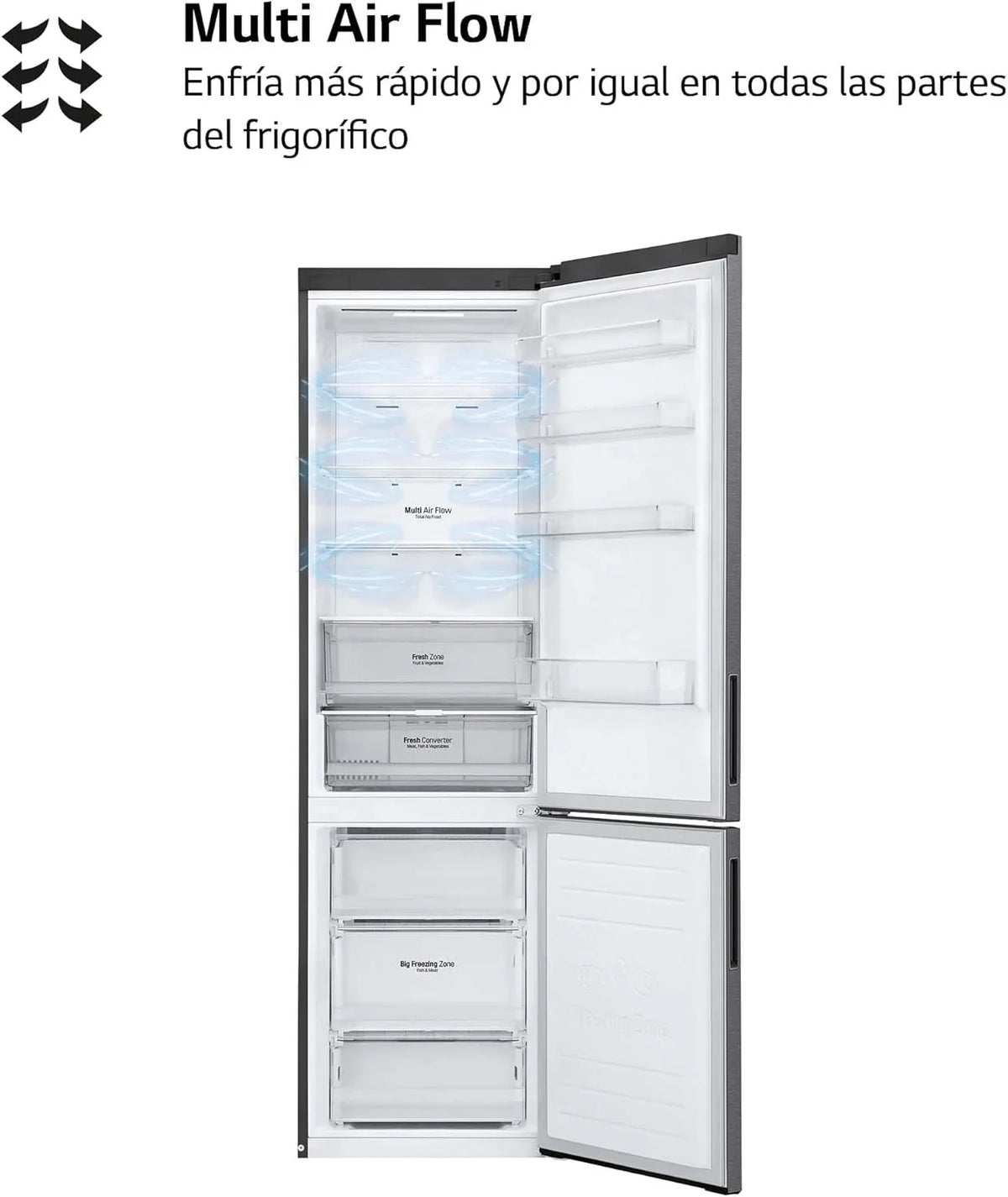 GBP61DSXGC Frigorífico Combi No Frost 341 L, 186 cm, Smart Inverter, Door Cooling, Inox Antihuellas