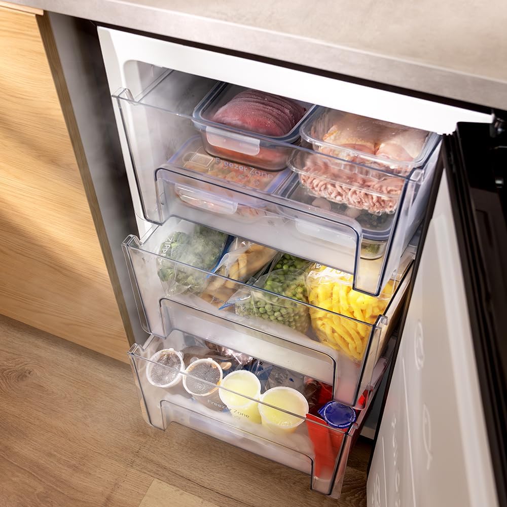 Cecotec Bolero CoolMarket TF 97 Inox Congelador Vertical 97 L, 3 Cajones, Puerta Reversible