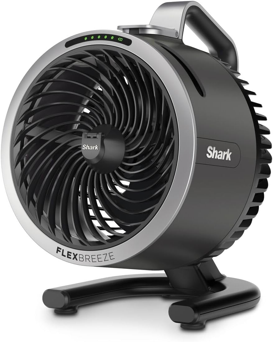 Shark FlexBreeze FA220EU Ventilador Híbrido con y sin Cable, Portátil, Interior y Exterior, Blanco