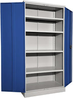 eurokraft Nilas Armario Metálico con 4 Estantes 1950 x 1000 x 500 mm, Gris Claro y Azul