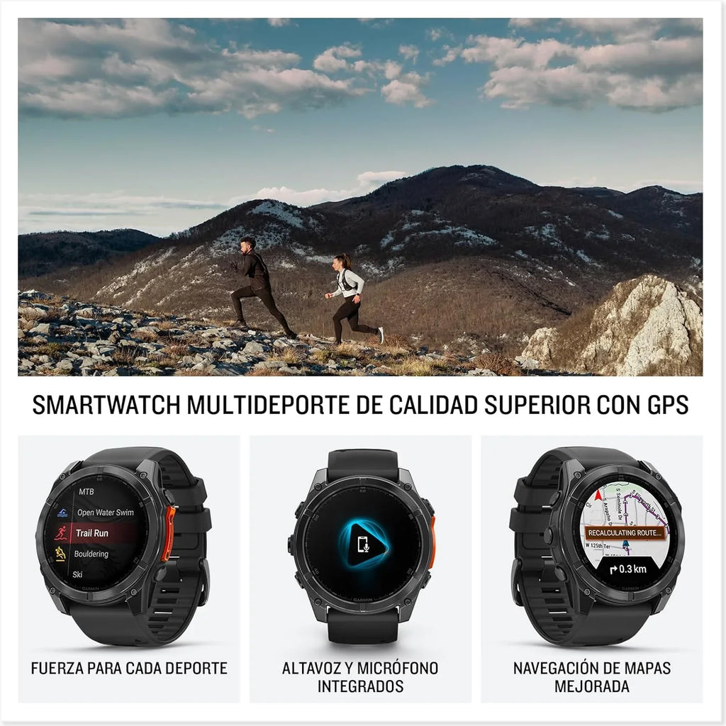 Garmin fēnix 8 51 mm Reloj GPS Multideporte AMOLED con Linterna, Mapas y hasta 29 Días de Autonomía, Negro