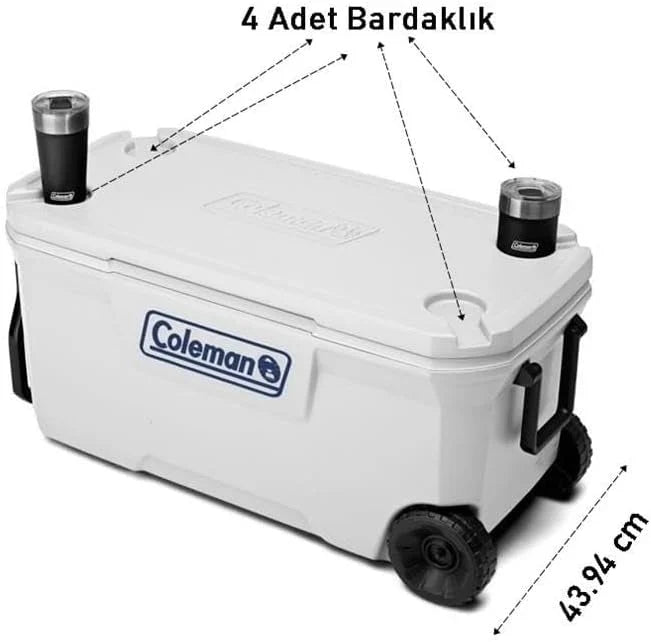 Coleman Nevera Portátil Marine 90 L, Hasta 5 Días de Frío, Blanca