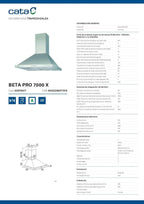 CATA BETA PRO 7000 X Campana Extractora Decorativa 70 cm 1027 m³/h, Temporizador, LED, Inox