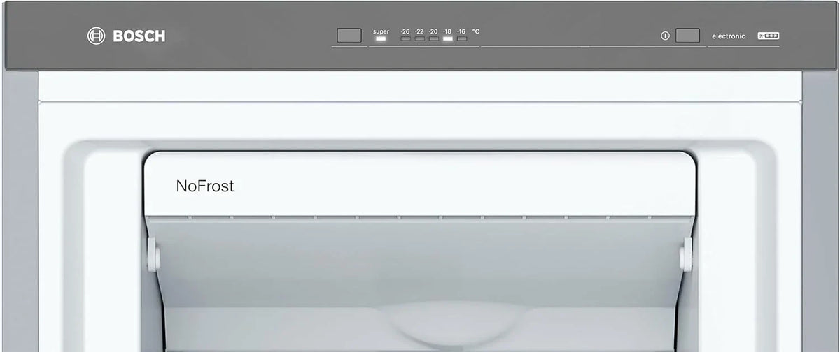 Bosch GSN29VIEP Congelador Vertical No Frost Serie 4, 186 x 60 cm, 242 L, Cajones BigBox, Acero
