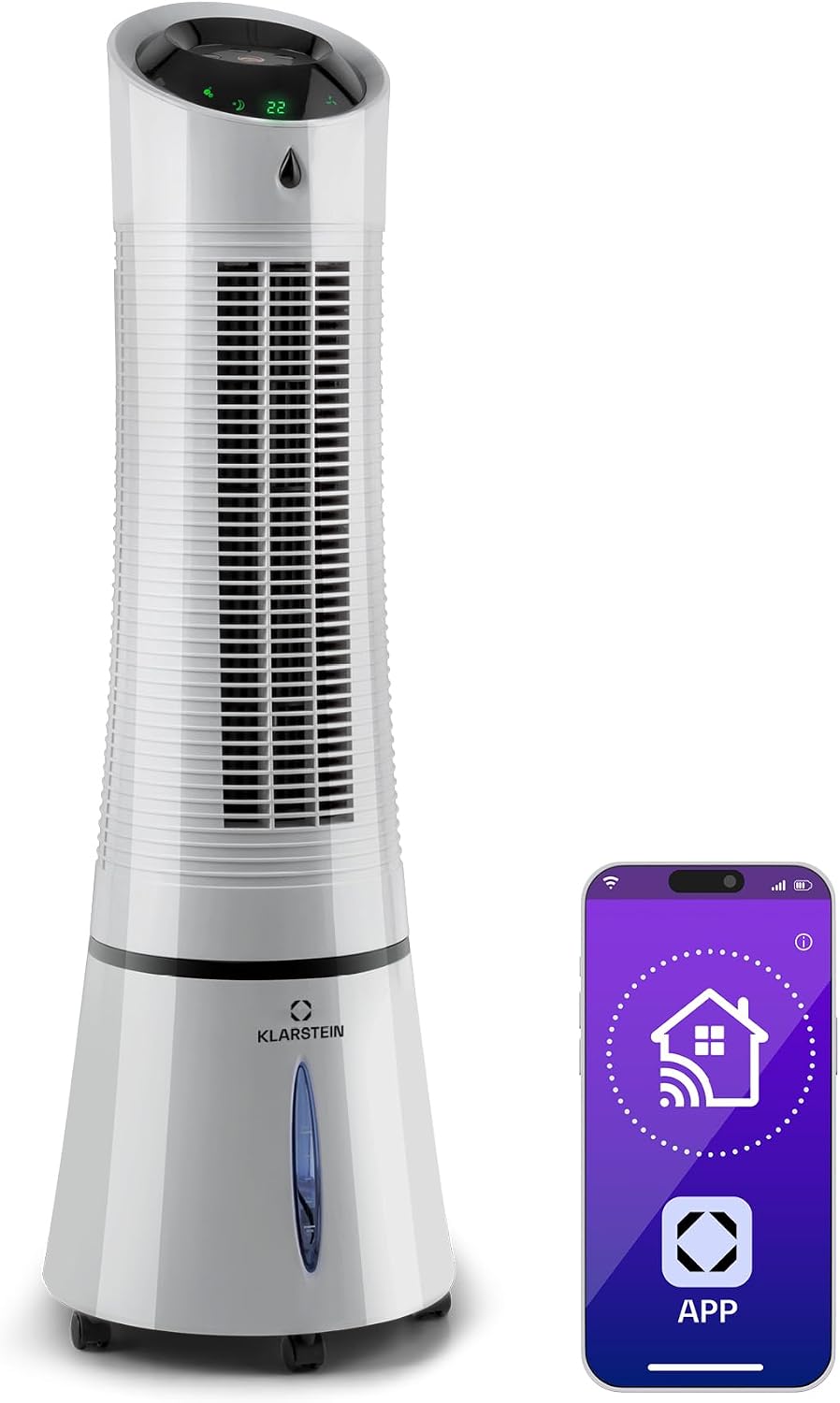 Klarstein Climatizador Evaporativo 4 en 1 con Humidificador e Ionizador, 6 L, 30 W, Plata