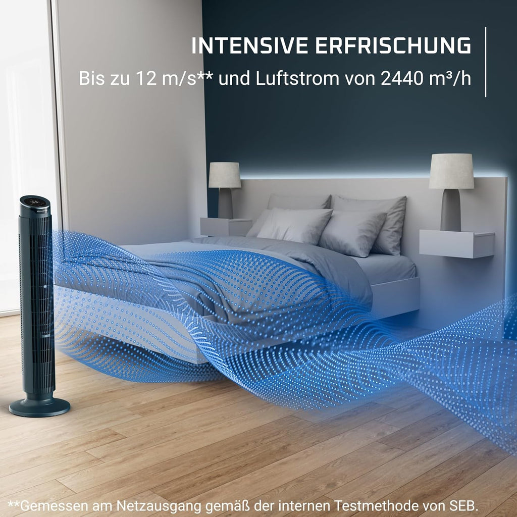 Rowenta Eole Silence Force VU7050F0 Ventilador de Torre 20 dB, 12 Velocidades, Mando y Difusor de Aromas