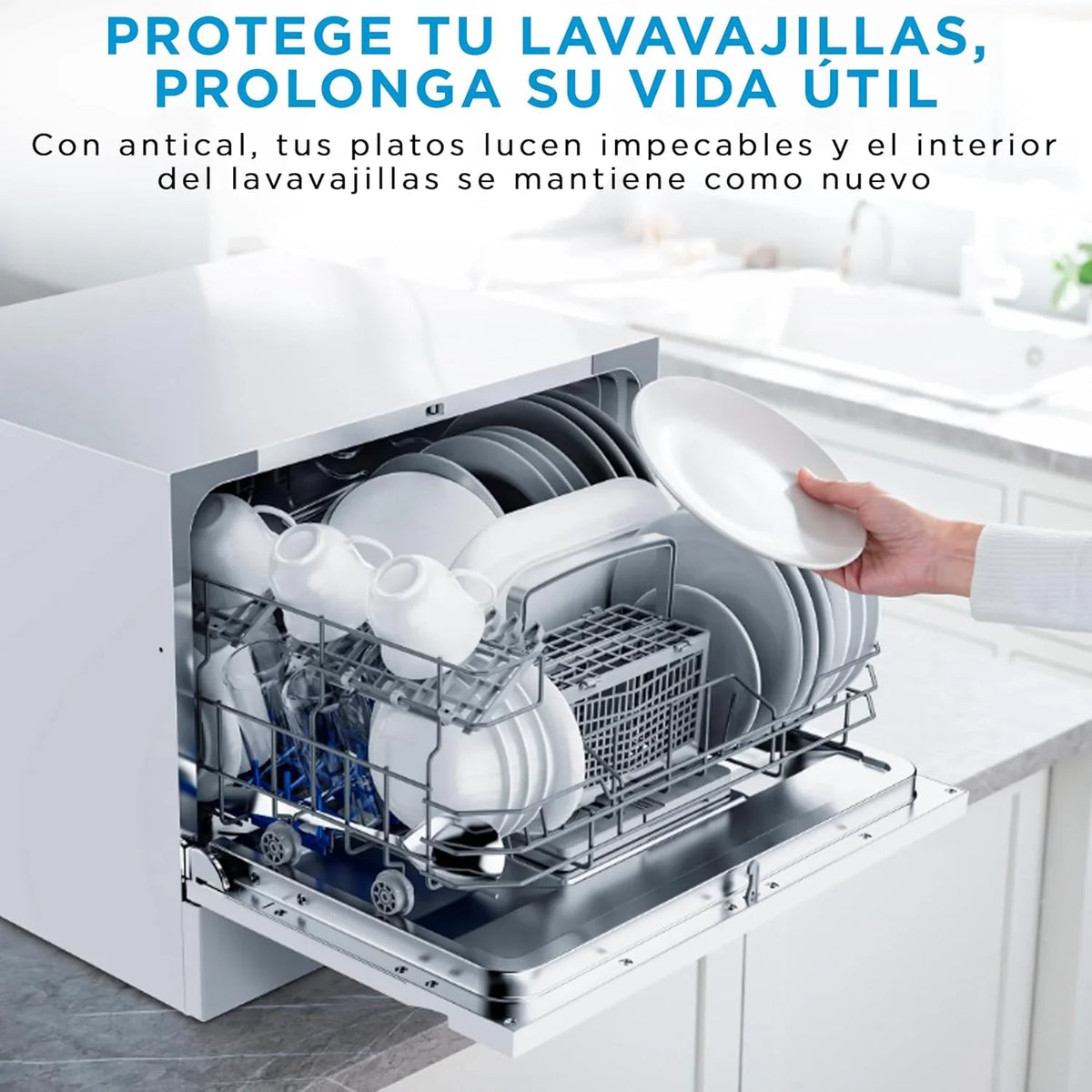Midea Lavavajillas Compacto de Encimera 55 cm, 6 Servicios, 7 Programas, sin Instalación, Blanco
