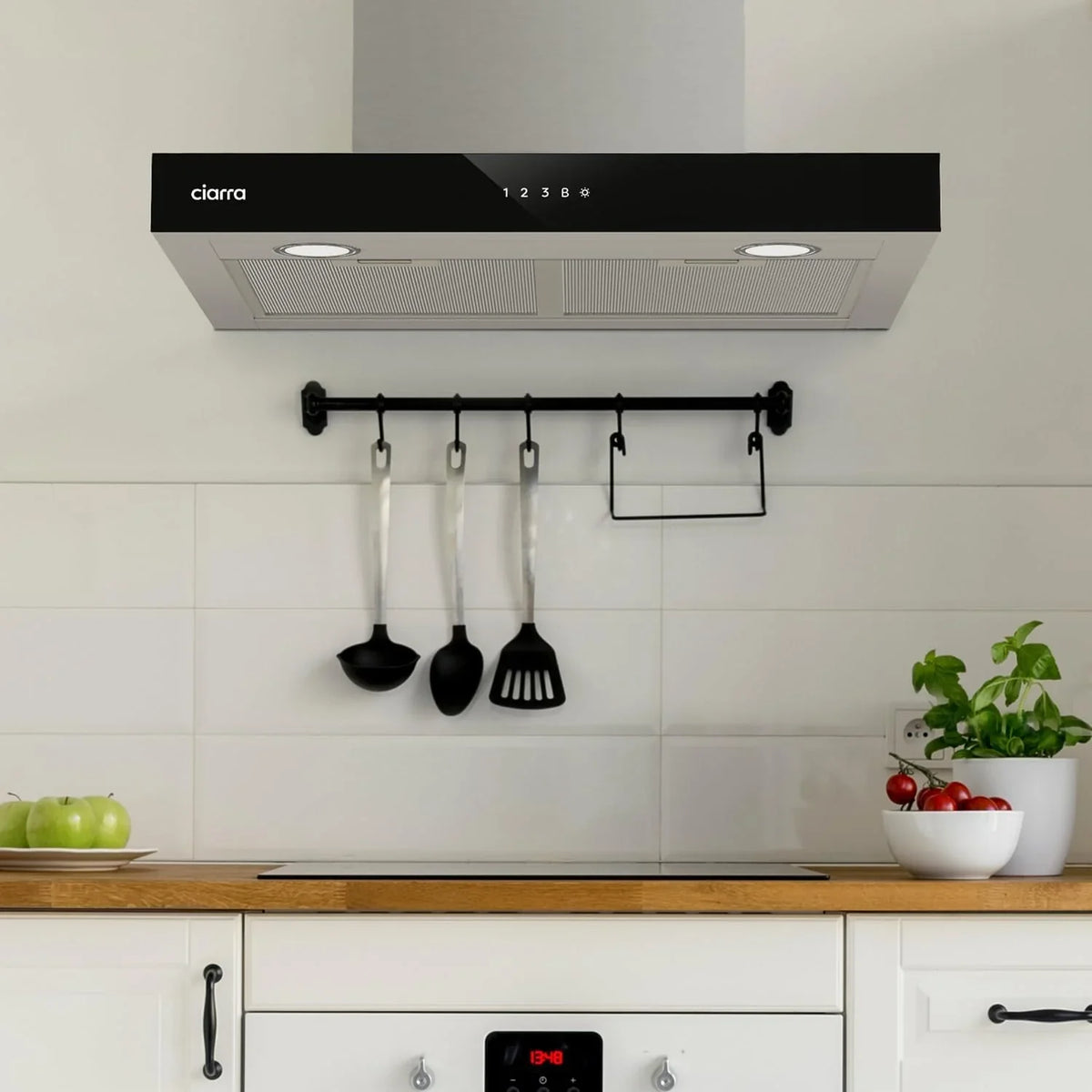 CIARRA CBCS6102 Campana Extractora 60 cm 650 m³/h, Control Táctil y WiFi, 4 Velocidades, Inox