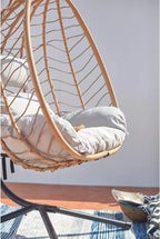 Concept-Usine Lima Silla Colgante con Soporte, Resina Efecto Ratán Beige y Cojín, hasta 160 kg