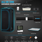Kit Armario de Cultivo Completo 80 x 80 x 180 cm con Lámpara LED 150 W, Filtro de Carbón y Extractor