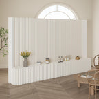 Biombo Separador Plegable con Estante 300 x 43 x 200 cm, Blanco