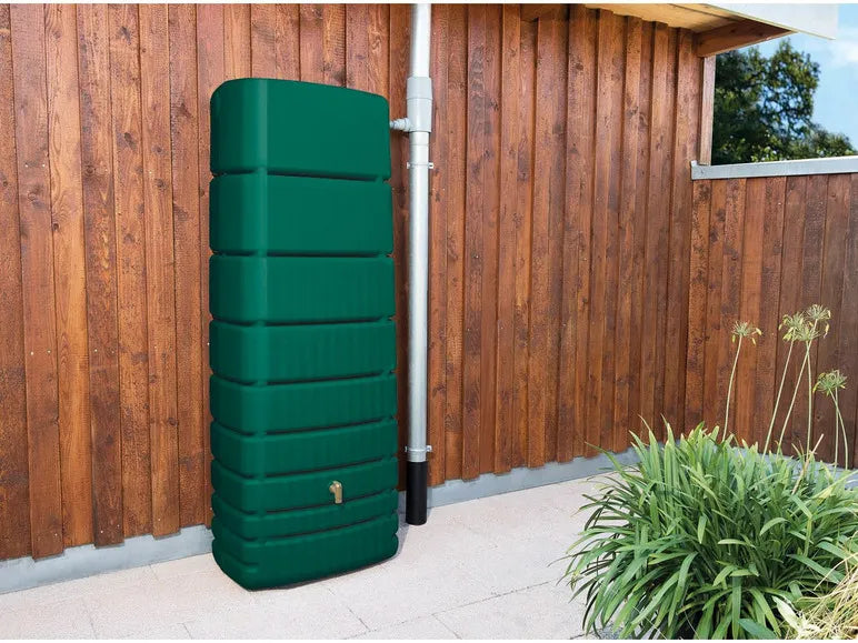 4rain Depósito de Agua de Lluvia SLIM 650 L con Grifo y Sujeción Antiviento