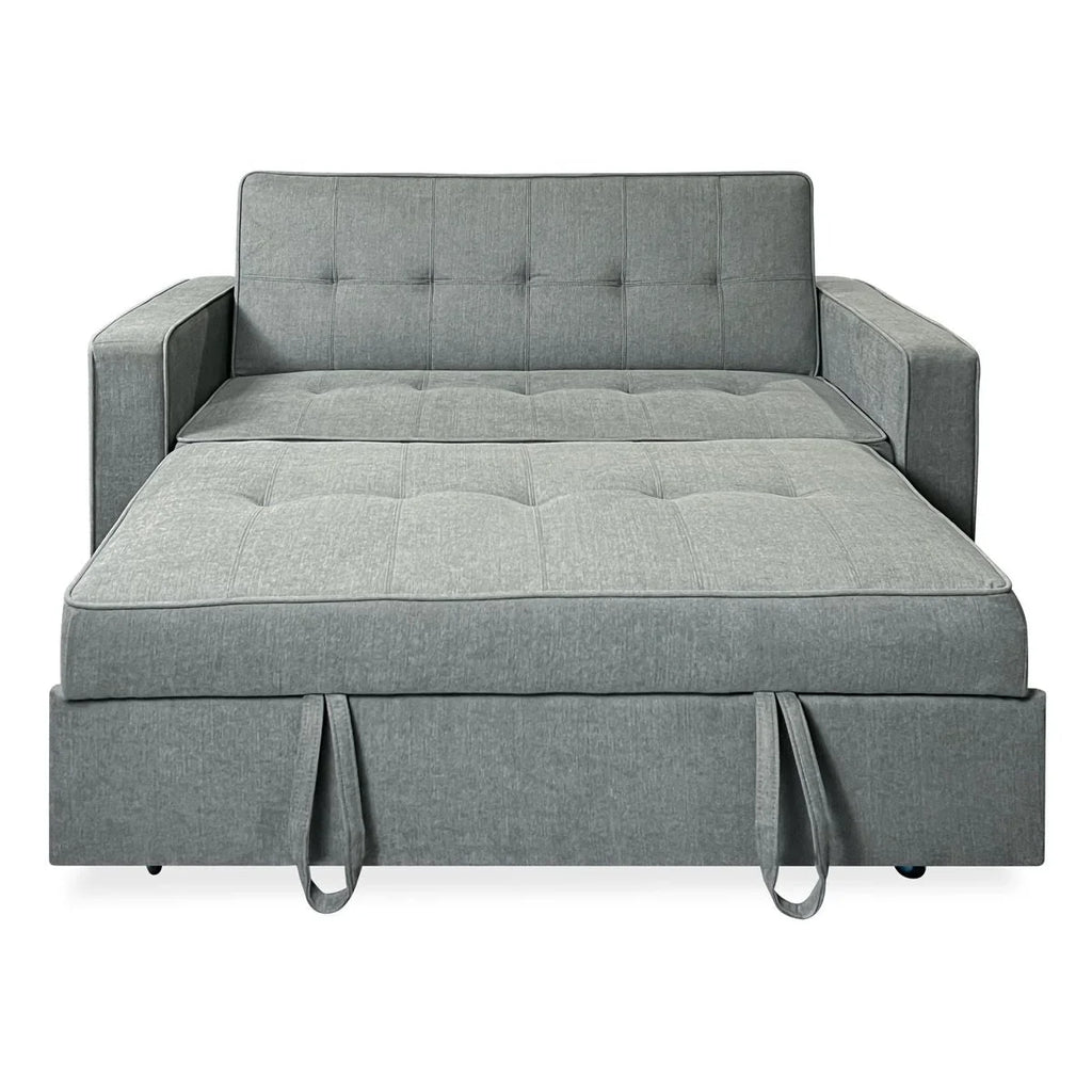 Sofá Cama 2 Plazas Vienna con Reposabrazos, Sistema de Arrastre, Gris