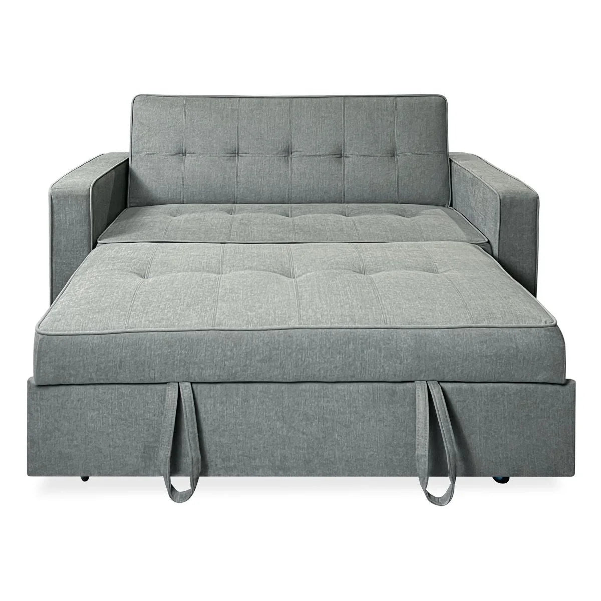 Sofá Cama 2 Plazas Vienna con Reposabrazos, Sistema de Arrastre, Gris