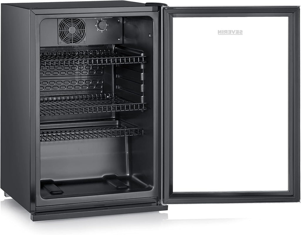 SEVERIN FSK 8840 Nevera para Botellas con Cerradura y Luz LED, 118 L, Negro/Plata