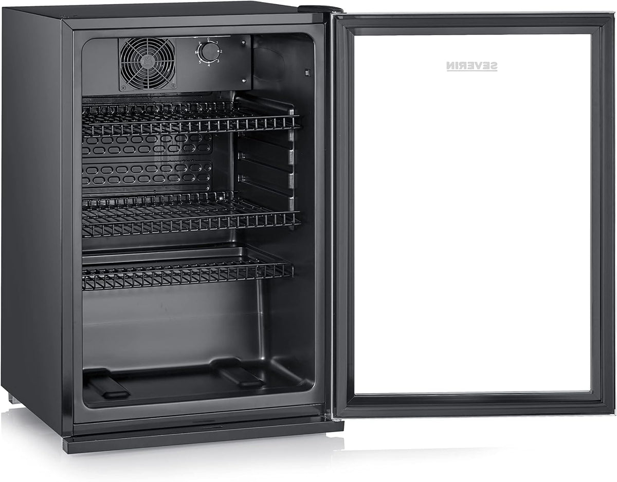 SEVERIN FSK 8840 Nevera para Botellas con Cerradura y Luz LED, 118 L, Negro/Plata