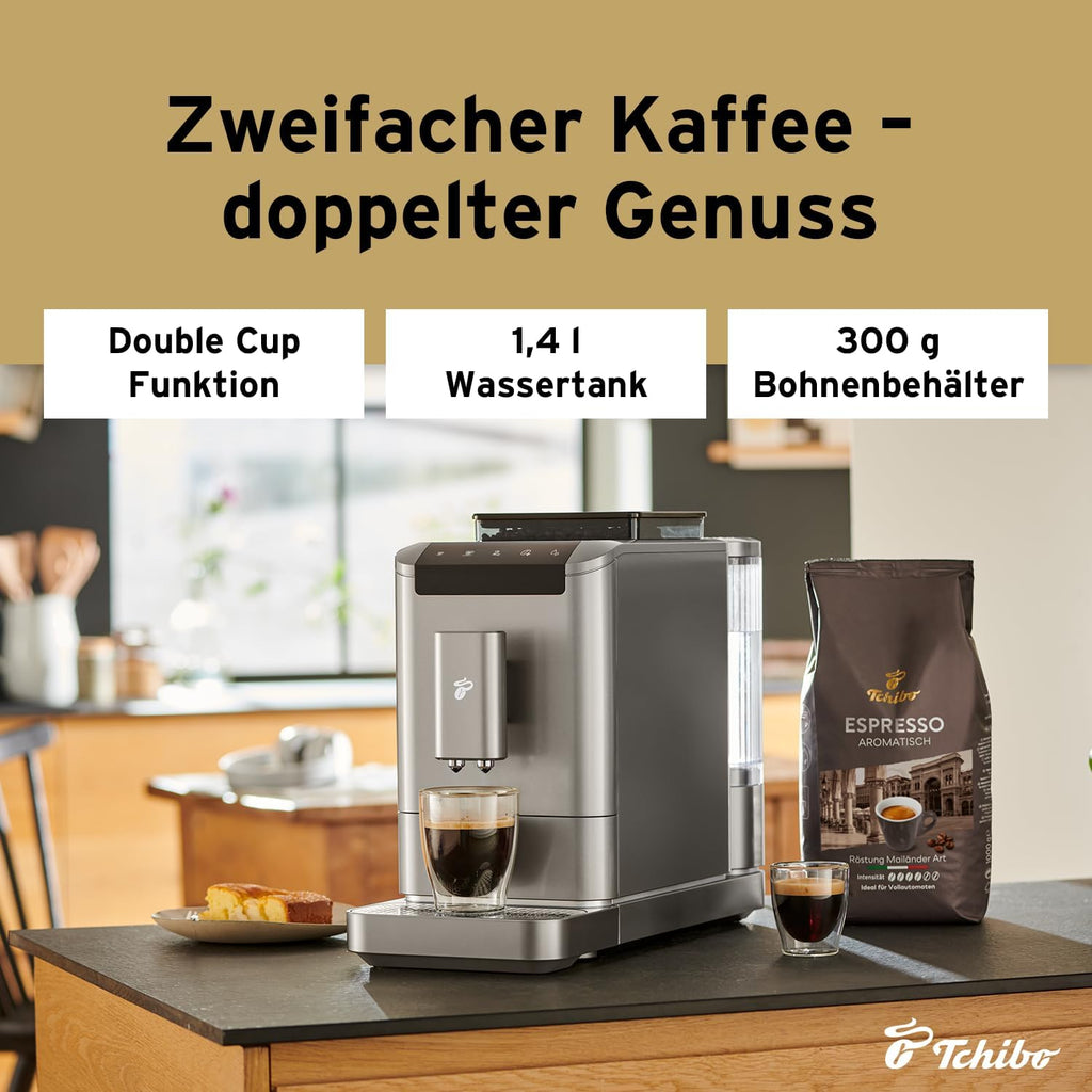 Tchibo Esperto2 Caffè Cafetera Superautomática con Función 2 Tazas, Granite Black