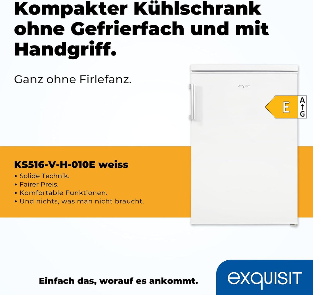 Exquisit KS516-V-H-010D Frigorífico sin Congelador 133 L, Silencioso 39 dB, Blanco - imagen 2
