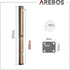Arebos Ducha Solar 35 L de 216 cm con Termómetro y Lavapiés, Negra
