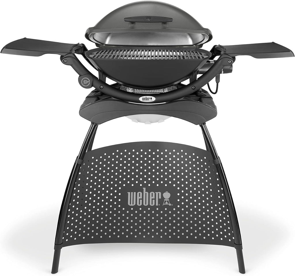 Weber Q 2400 Barbacoa Eléctrica con Soporte y Mesas Laterales, 54 x 39 cm, Dark Grey