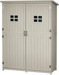 Outsunny Armario de Jardín de Madera Maciza 127,5 x 50 x 164 cm con Doble Puerta y Techo Impermeable