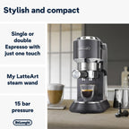 De'Longhi Dedica Style EC 685.M Cafetera Espresso de Brazo con Vaporizador, 15 cm, Plata